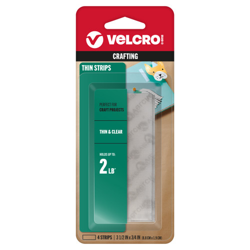 VELCRO(R) Brand Thin Fasteners Tape .75"X3.5" 4/Pkg-Clear - 91327 - 075967913274 VELCRO(R) Brand Thin Fasteners Tape .75"X3.5" 4/Pkg-Clear - 91327 - 075967913274