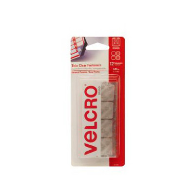 VELCRO(R) Brand Thin Fasteners Squares .875" 12/Pkg-Clear - 91330 - 075967913304