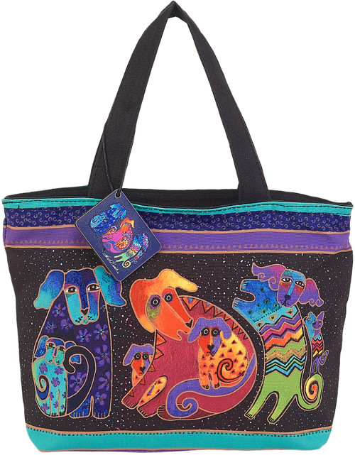 Laurel Burch Shoulder Tote Zipper Top 18"X5"X15"-Dogs & Doggies - LB2070 Laurel Burch Shoulder Tote Zipper Top 18"X5"X15"-Dogs & Doggies - LB2070