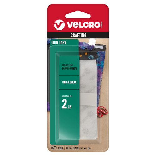 VELCRO(R) Brand Thin Fasteners Tape .75"X18"-Clear - 91326 - 075967913267