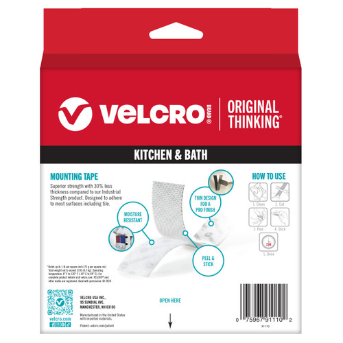 VELCRO(R) Brand Industrial Strength Low Profile Tape 1"X10'-White - 91110