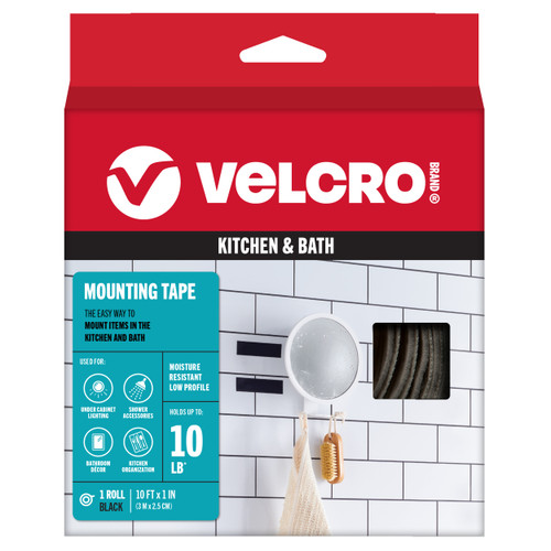 VELCRO(R) Brand Industrial Strength Low Profile Tape 1"X10'-Black - 91100 - 075967911003