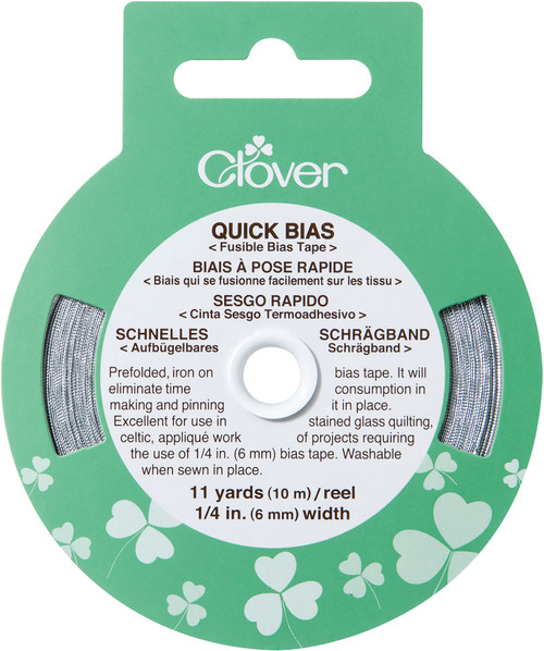 Clover Quick Bias Fusible Bias Tape .25"X11yd-Silver 700-S - 051221509032