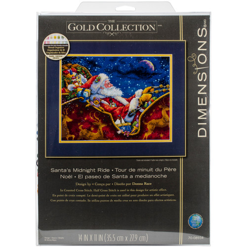 Dimensions Gold Collection Counted Cross Stitch Kit 14"X11"-Santa's Midnight Ride (18 Count) 70-08934 - 088677089344