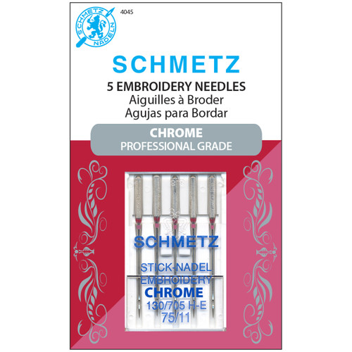 Schmetz Chrome Embroidery Machine Needles-Size 75/11 5/Pkg - 4045