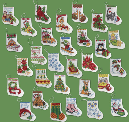 Bucilla Counted Cross Stitch Kit 2.5"X3" 30/Pkg-More Tiny Stocking Ornaments (14 Count) 86261