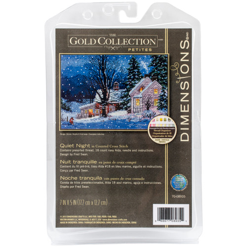 Dimensions Gold Petite Counted Cross Stitch Kit 7"X5"-Quiet Night (18 Count) -70-08935 - 088677089351