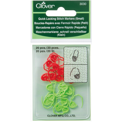 Clover Quick Locking Stitch Markers-Small 20/Pkg - 3030 - 051221730306