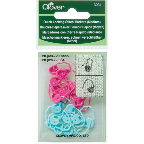 Clover Quick Locking Stitch Markers-Medium 20/Pkg 3031 - 051221730313