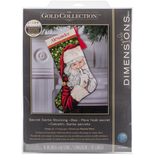 Dimensions Counted Cross Stitch Kit 16" Long-Secret Santa Stocking (14 Count) 70-08938 - 088677089382