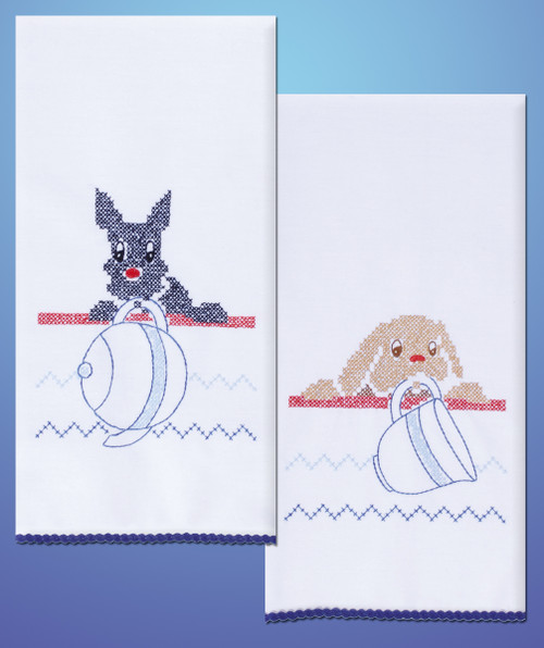 Tobin Stamped For Embroidery Kitchen Towels 17"X30" 2/Pkg-Dogs - T264103 Tobin Stamped For Embroidery Kitchen Towels 17"X30" 2/Pkg-Dogs - T264103