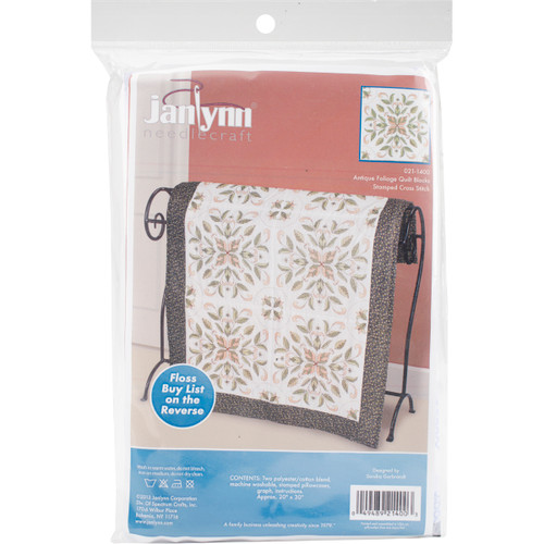 Janlynn Stamped Cross Stitch Quilt Blocks 18"X18" 6/Pkg-Antique Foliage - 21-1400 - 049489214003