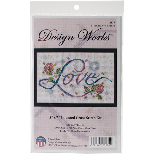 Design Works Counted Cross Stitch Kit 5"X7"-Love (14 Count) DW2875 - 021465028750