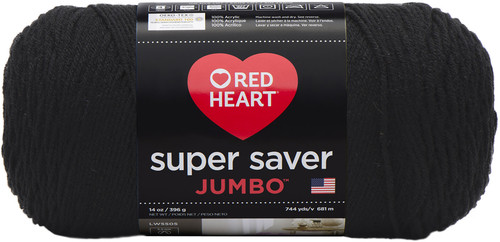 Red Heart Super Saver Jumbo Yarn-Black - E302C-312 - 073650814648