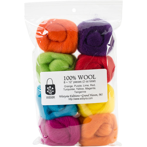 Wistyria Editions Wool Roving 15" .25oz 8/Pkg-Fiesta - WR-W898R - 816463010001