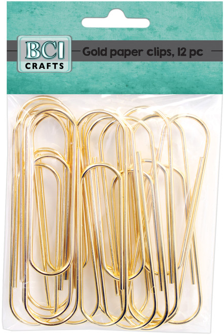 BCI Crafts Jumbo Paper Clips 12/Pkg-Gold - CLP12GLD - 750810251054