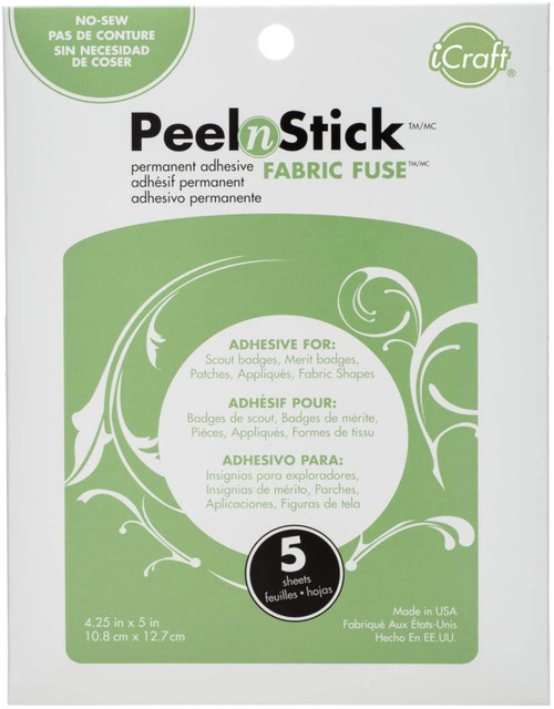 iCraft PeelnStick Fabric Fuse Sheet 5/Pkg-4.25"X5" - 3344 - 000943033448