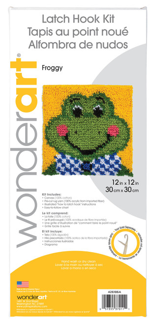 Wonderart Latch Hook Kit 12"X12"-Froggy 426186C