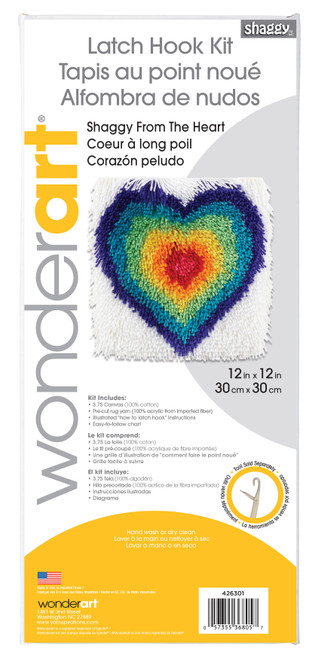Wonderart Shaggy Latch Hook Kit 12"X12"-From The Heart - 426301 Wonderart Shaggy Latch Hook Kit 12"X12"-From The Heart - 426301