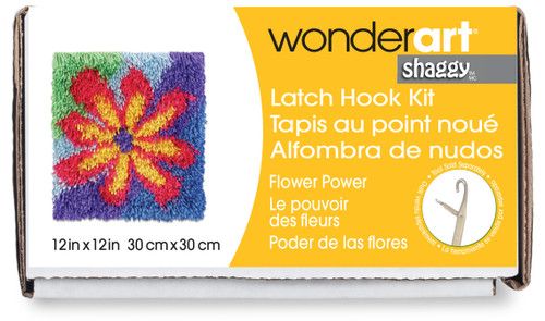 Wonderart Shaggy Latch Hook Kit 12"X12"-Flower Power -426302 - 057355368064