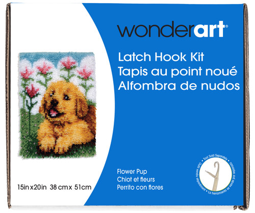 Wonderart Latch Hook Kit 15"X20"-Flower Pup - 426121C - 057355369085