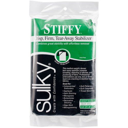 Sulky Stiffy Tear-Away Stabilizer-20"X36" - 216-01 - 727072216015