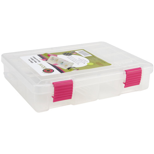 Creative Options Pro Latch Utility Box 4-16 Compartments-9"X7"X2" Clear W/Magenta 23705-82