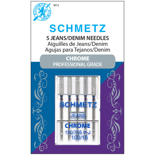 Schmetz Chrome Jean & Denim Machine Needles-Size 100/16 5/Pkg 4012 - 036346140124