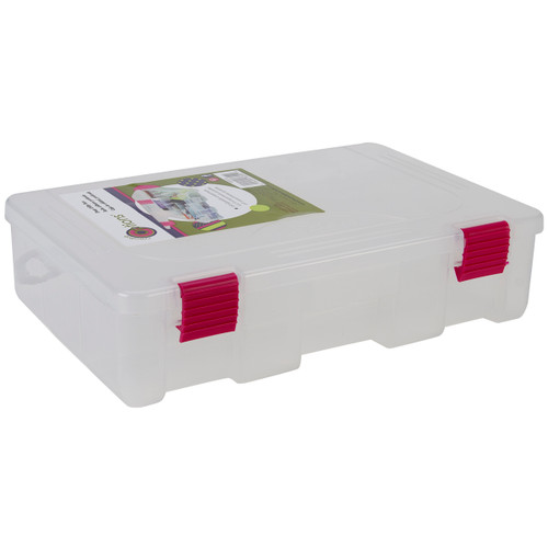 Creative Options Pro Latch Deep Utility Box 4-9 Compartments-11"X7.25"X2.75" Clear W/Magenta - 23630-82