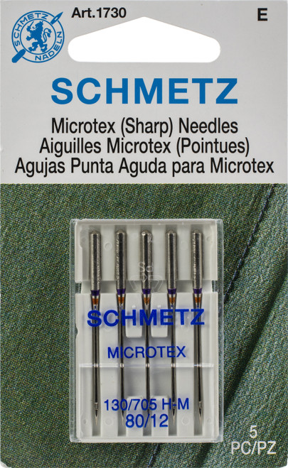 Schmetz Microtex Sharp Machine Needles-Size 12/80 5/Pkg 1730 - 036346317304