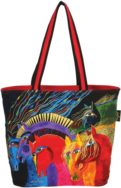 Laurel Burch Shoulder Tote Zipper Top 19"X7"X15"-Wild Horses Of Fire LB4840 - 651462082167