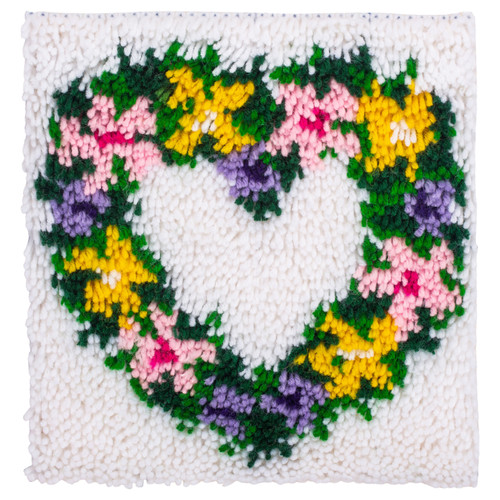 Wonderart Latch Hook Kit 12"X12"-Heart Wreath 426142