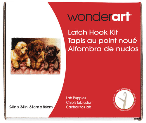 Wonderart Latch Hook Kit 24"X34"-Lab Puppies 426166C - 057355369832