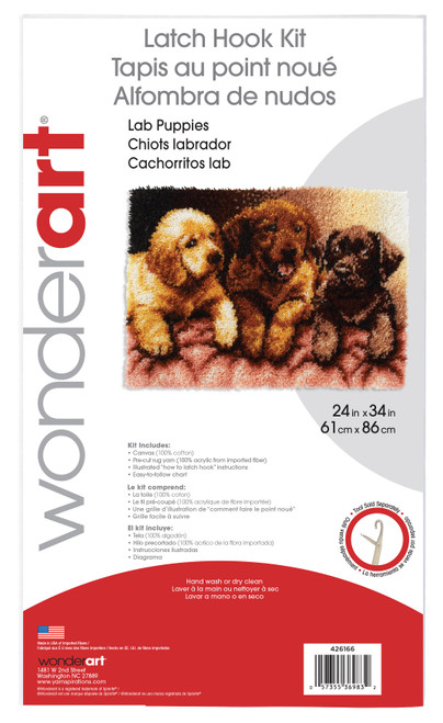 Wonderart Latch Hook Kit 24"X34"-Lab Puppies - 426166C Wonderart Latch Hook Kit 24"X34"-Lab Puppies - 426166C