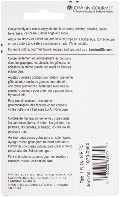 LorAnn Liquid Food Coloring 1oz-Pink - LFC-1070 LorAnn Liquid Food Coloring 1oz-Pink - LFC-1070