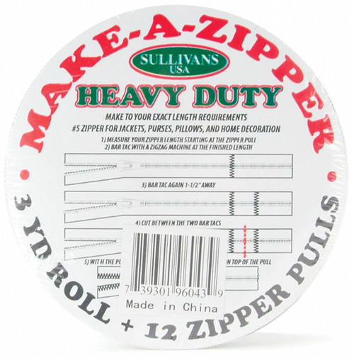 Sullivans Make-A-Zipper Kit Heavy-Duty 3yd-White - 960HD-43 - 739301960439