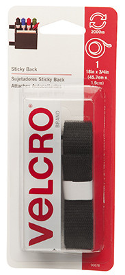 VELCRO(R) Brand Sticky Back Tape .75"X18"-Black - 90078 - 075967900786