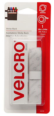 VELCRO(R) Brand Sticky Back Tape .75"X18"-White - 90079 - 075967900793