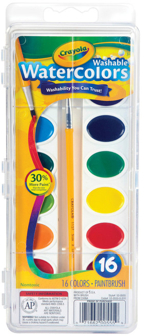Crayola Washable Watercolors-16 colors - 53-0555 - 071662005559