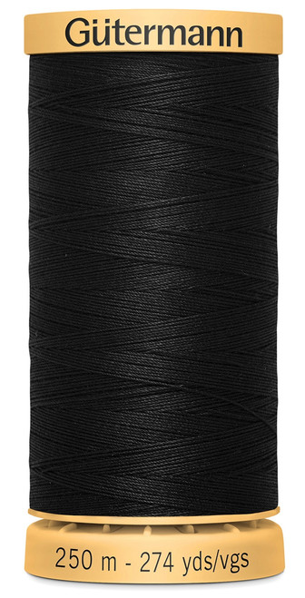 Gutermann Natural Cotton Thread 273yd-Black - 251C-1001 - 077780011793