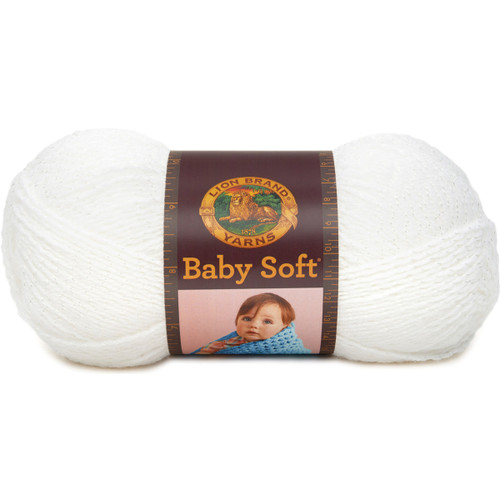 Lion Brand Baby Soft Yarn-White Pompadour 920-200 - 023032922003