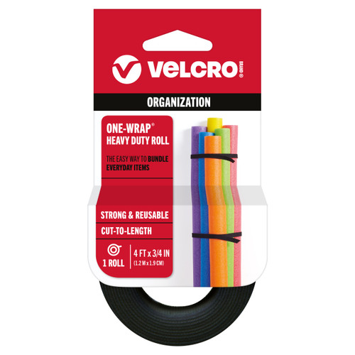 VELCRO(R) Brand ONE-WRAP(R) Roll .75X4'-Black - 90302 - 075967903022
