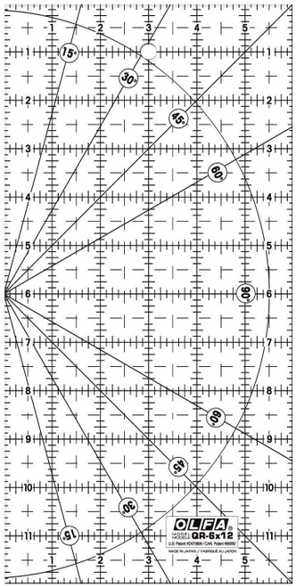 OLFA Frosted Advantage Non-Slip Ruler "The Traveler"-6"X12" QR6X12