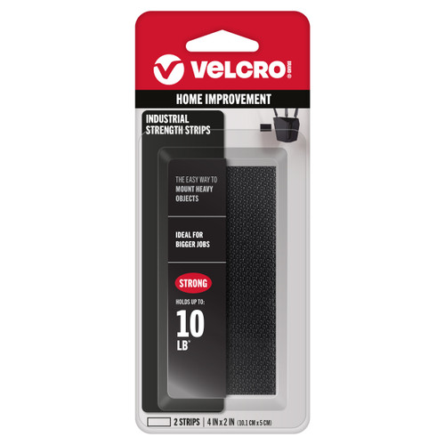 VELCRO(R) Brand Industrial Strength Tape 4"X2" 2/Pkg-Black - 90199 - 075967901998