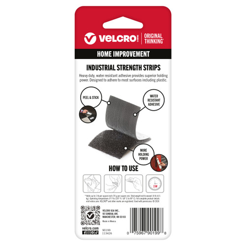 VELCRO(R) Brand Industrial Strength Tape 4"X2" 2/Pkg-Black - 90199