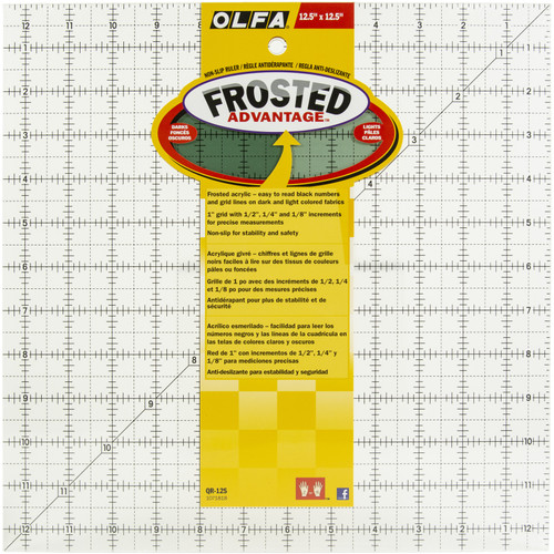 OLFA Frosted Advantage Non-Slip Ruler "The Standard"-12-1/2"X12-1/2" QR12S - 091511300932