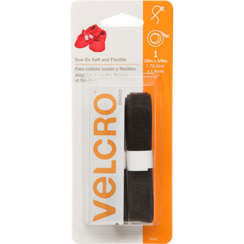 VELCRO(R) Brand Sew-On Soft & Flexible Tape .625"X30"-Black 90321 - 075967903213