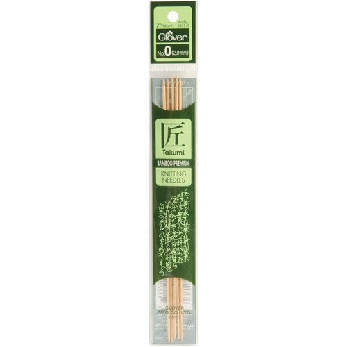 Takumi Bamboo Double Point Knitting Needles 7" 5/Pkg-Size 0/2mm - 3015-0 - 051221222009 Takumi Bamboo Double Point Knitting Needles 7" 5/Pkg-Size 0/2mm - 3015-0 - 051221222009