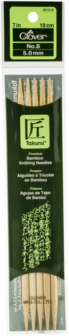 Takumi Bamboo Double Point Knitting Needles 7" 5/Pkg-Size 8/5mm - 3015-8 - 051221222085 Takumi Bamboo Double Point Knitting Needles 7" 5/Pkg-Size 8/5mm - 3015-8 - 051221222085