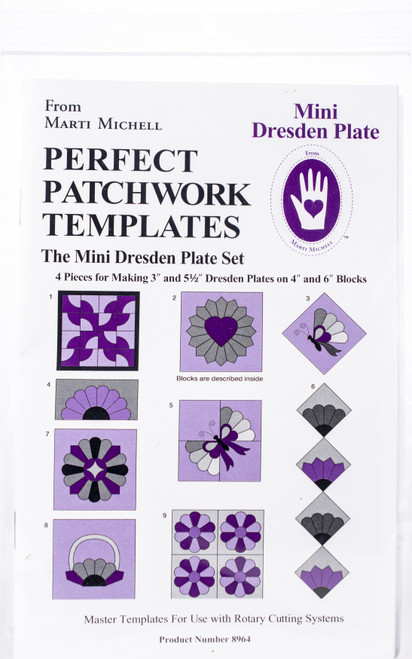 Marti Michell Perfect Patchwork Template-Mini Dresden Plate 4/Pkg 8964M - 715363089646